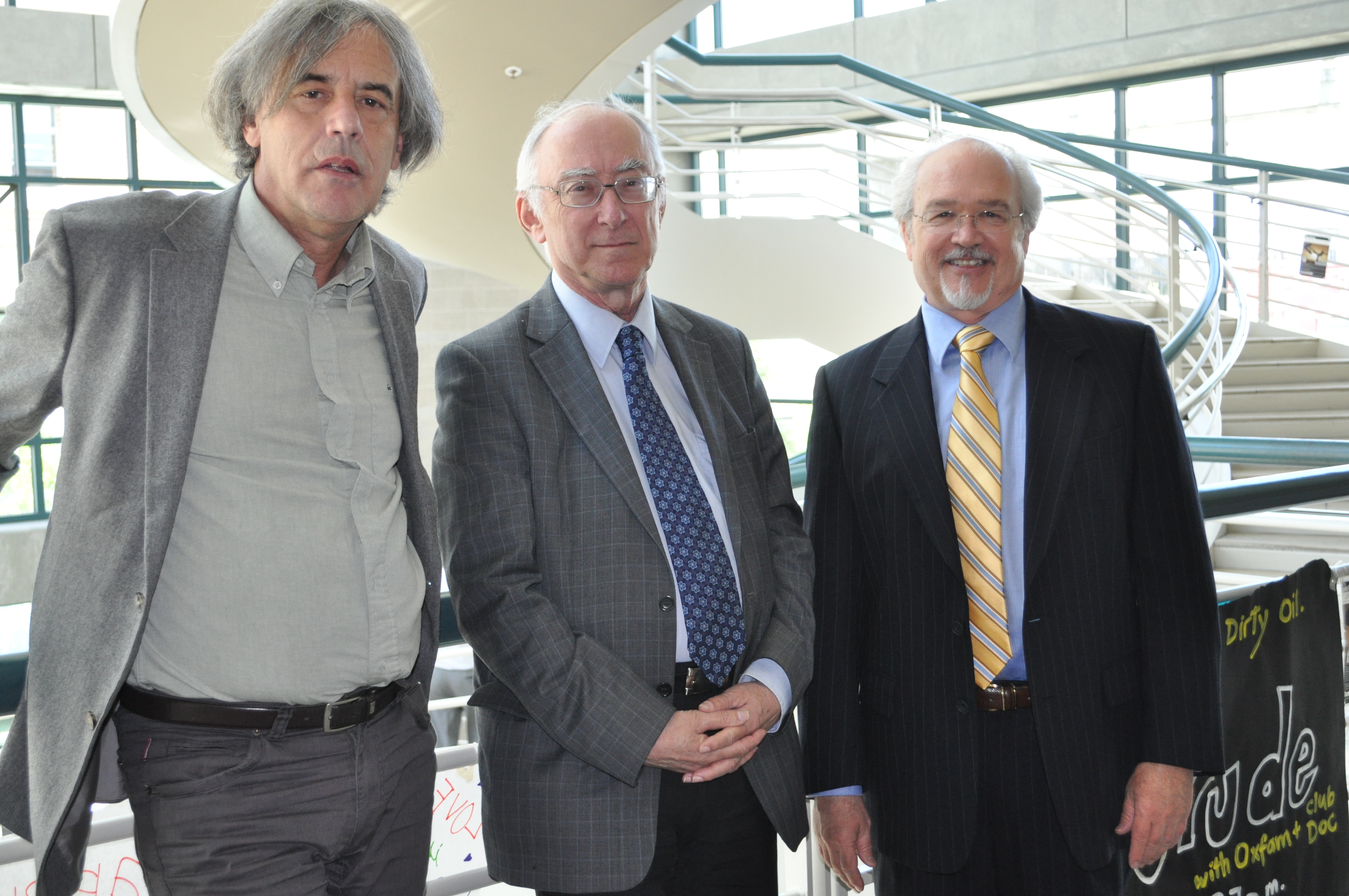 Chapman professors Patrick Quinn, left, and Joseph Runzo, right, are joined by Asa Kasher, Isreale Prize Laureate, at conference