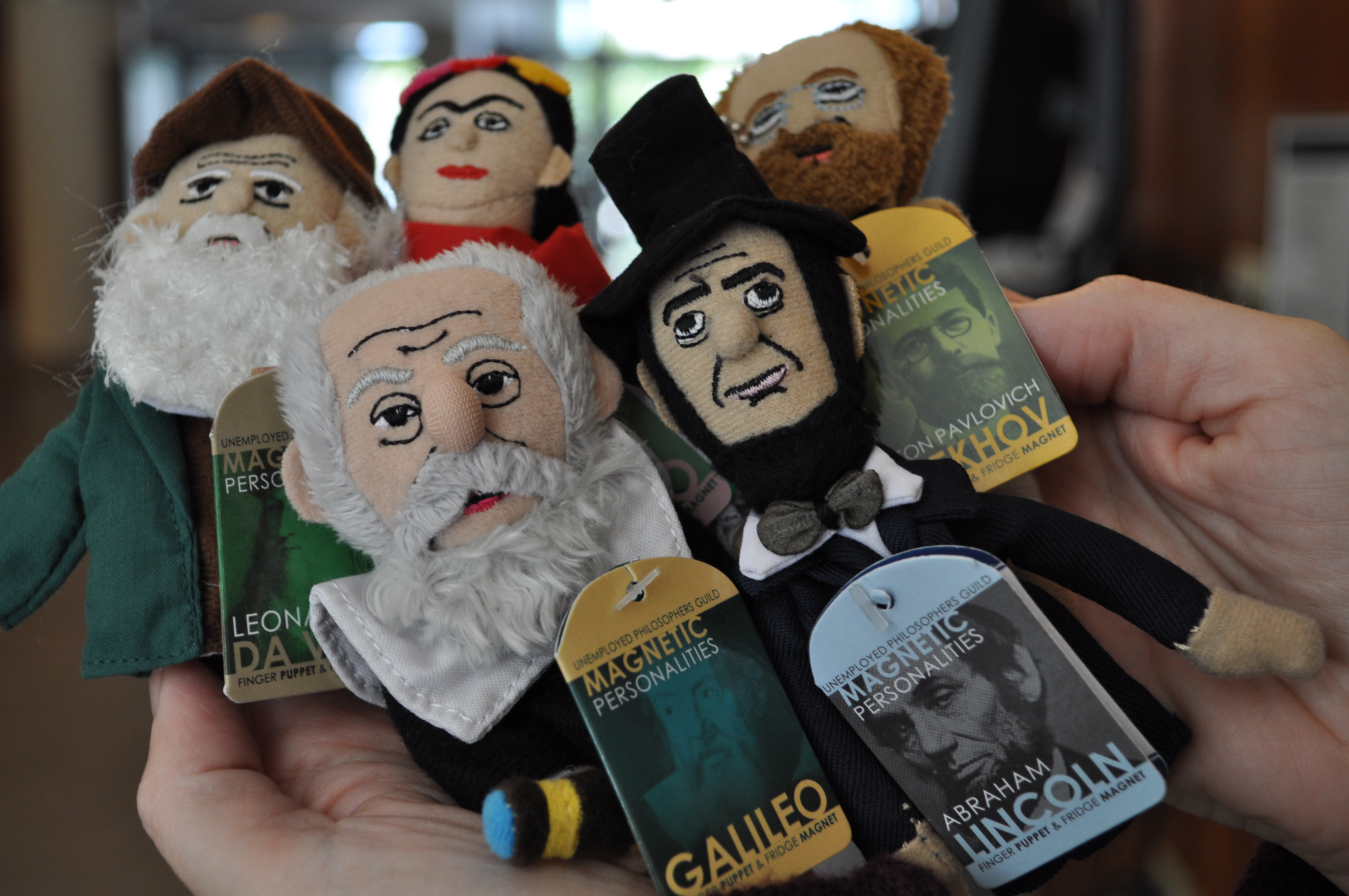 The gang's all here. Finger puppets missing from photo are Jane Austen and Virginia Woolfe. Guess they got out of hand.
