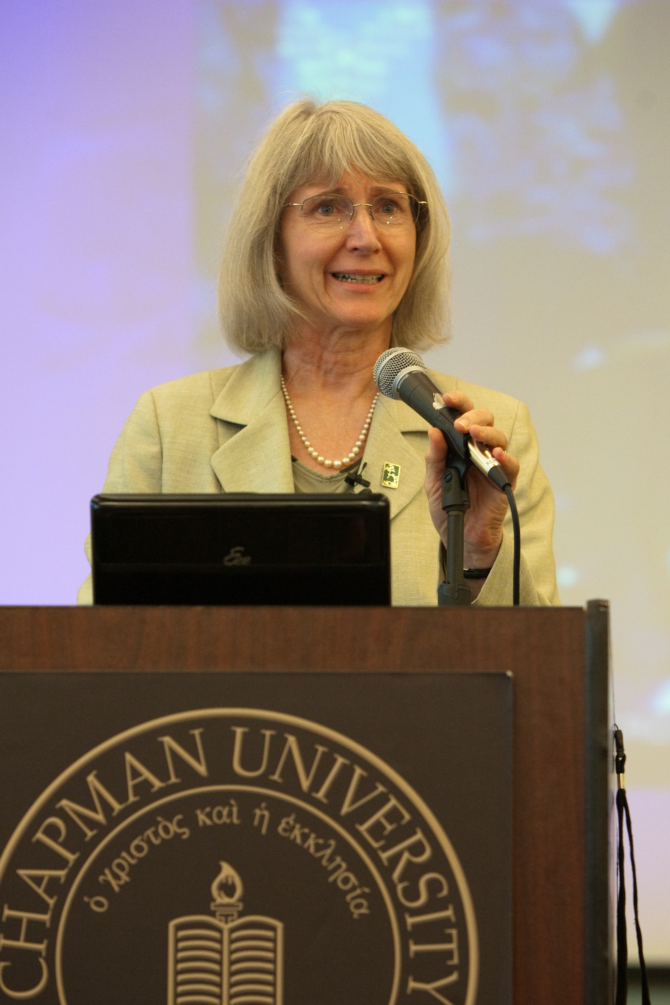 Dr. Eugenie Scott speaking at Chapman University. (File photo, 2010)