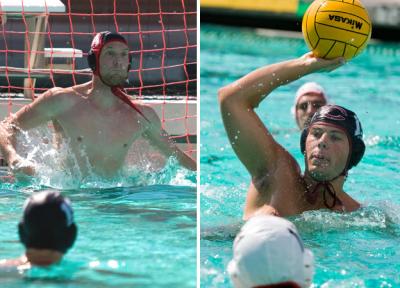 Taylor Roszkos (left) and Pierre Masson among top athlete scholars named by the Association of Collegiate Water Polo Coaches.