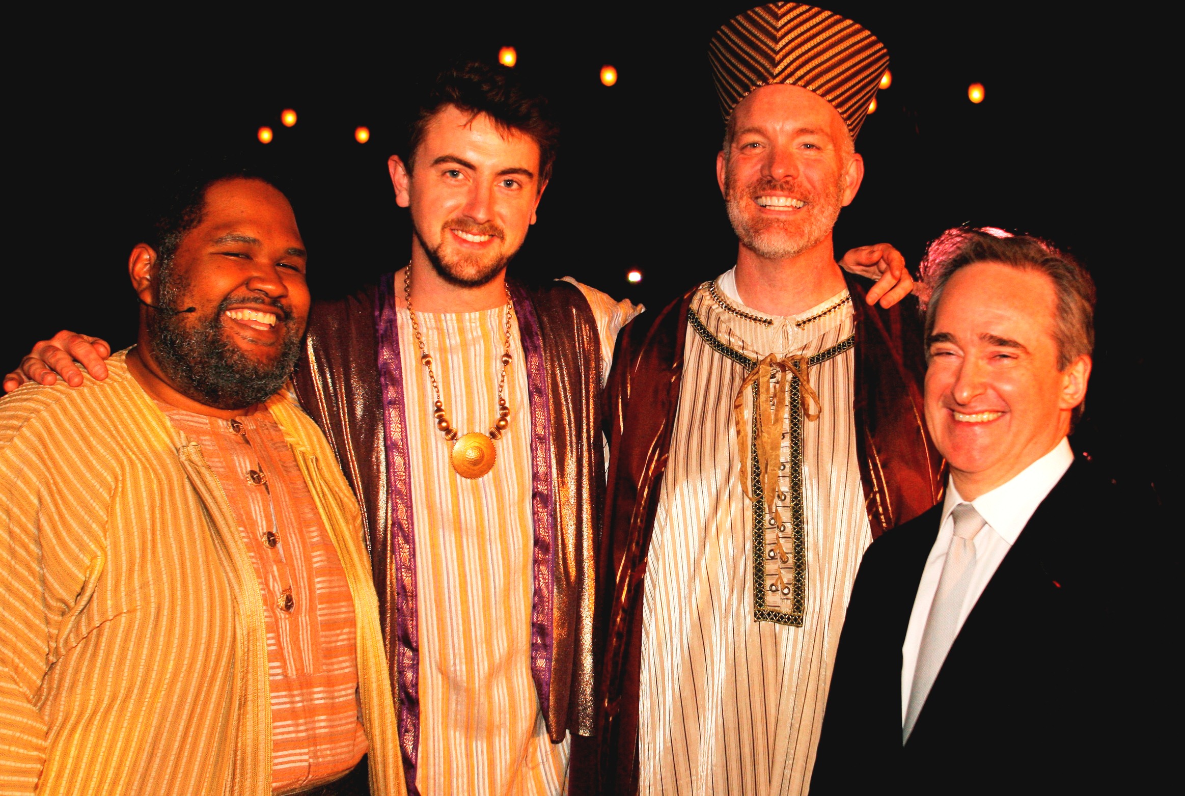Pictured from left to right are tenors Ashley Fataaiola ‘06, Ben Bliss ’09 and Robert MacNeil ’93 with LA Opera maestro James Conlon, who holds an honorary Chapman University doctorate.