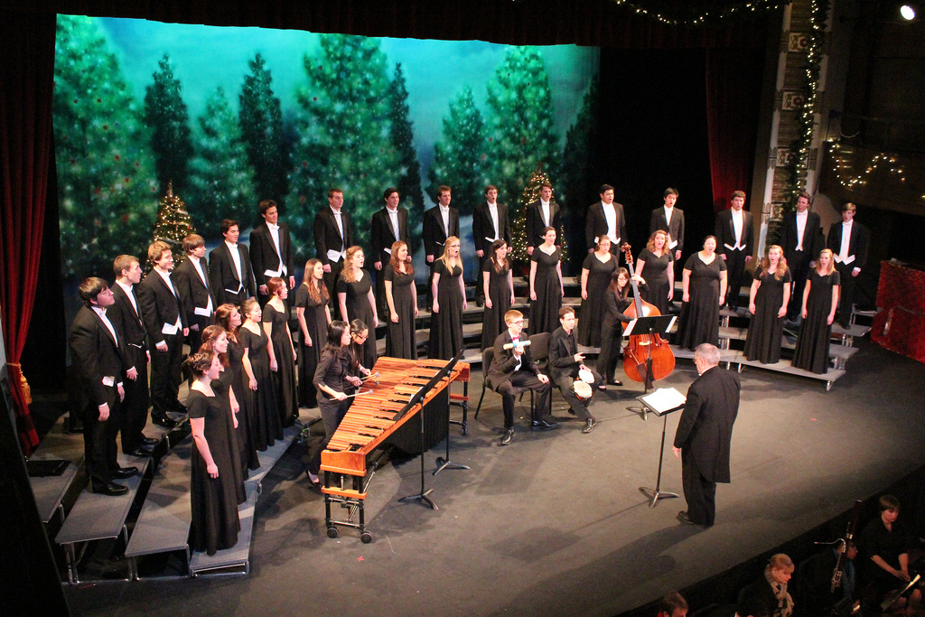 The Wassail concert features multiple student choirs and the Chapman Orchestra.
