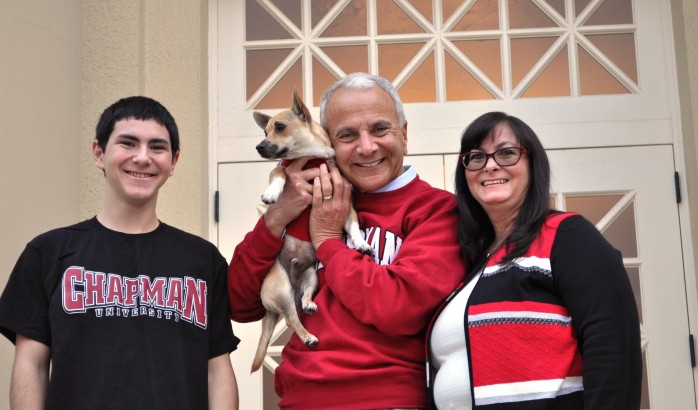 smiling group with dog