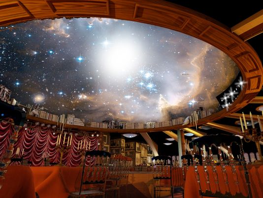 galaxy image on restaurant ceiling