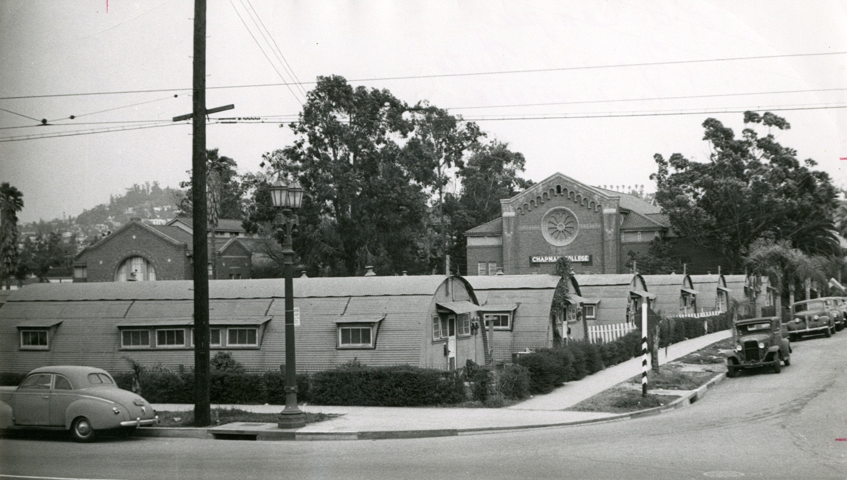 black and white photo of buildings
