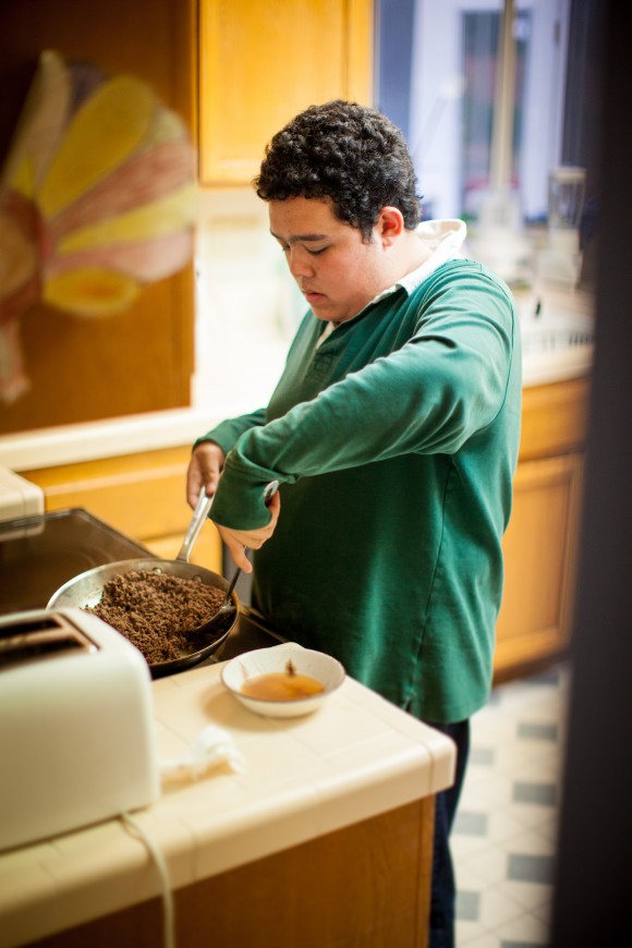 man making food