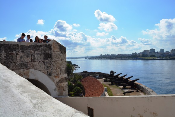 Chapman students in the class Strategic Communications in Communist Cuba tour La Cabana Fortress in Havana harbor.