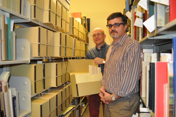 two men in library