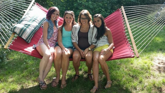 group of women in a hammock