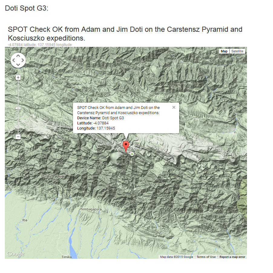 GPS Spot Check Carstensz Pyramid Expedition
