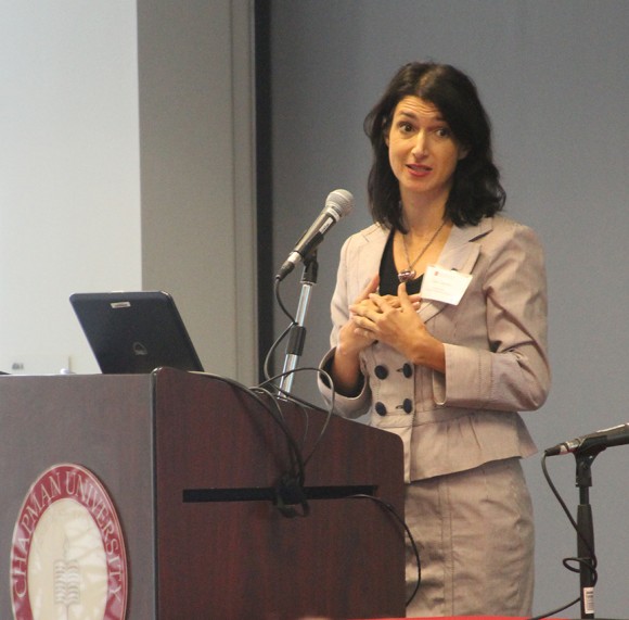 woman at microphone