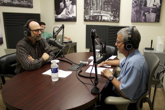 two men talking on radio