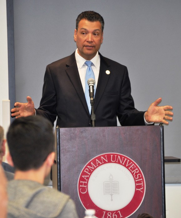 Secretary of State Alex Padilla speaking