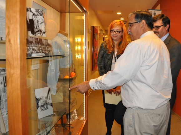 People looking at an exhibit