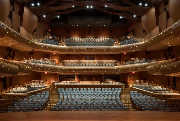 Spacious Julianne Argyros Orchestra Hall inside Musco Center for the Arts. Photo by Doug Griffith.