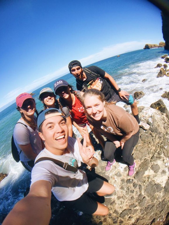 students at beach