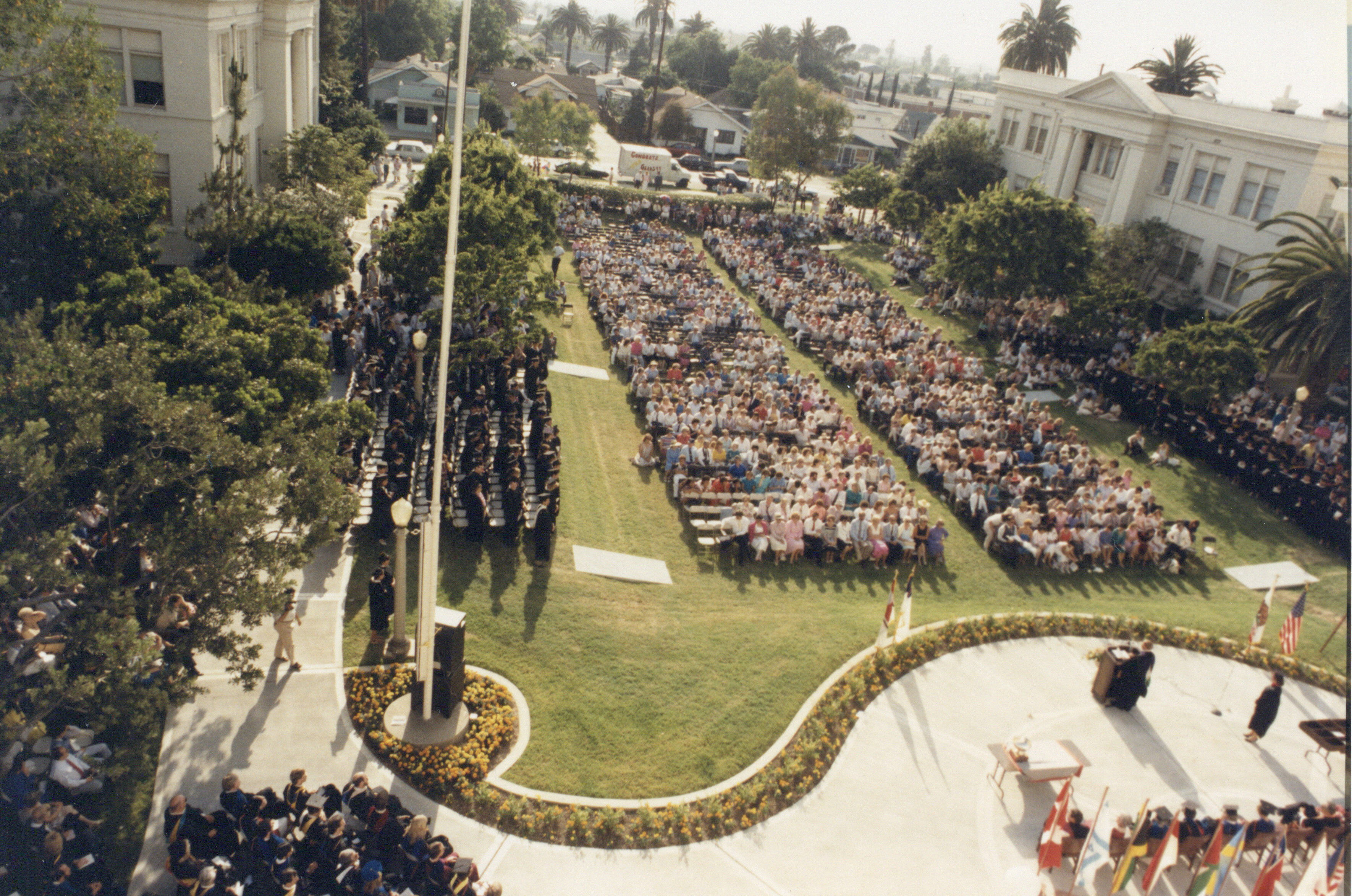 commencement on memorial lawn