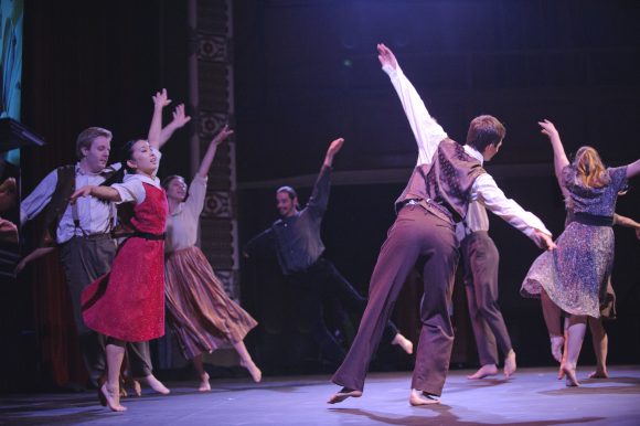 Young people dancing on stage