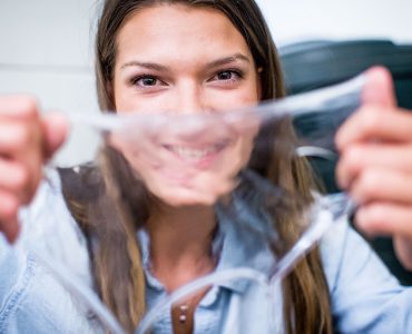 woman holding slime