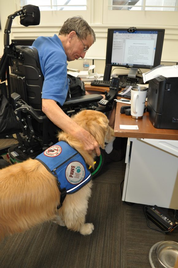 professor and dog