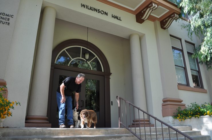 professor with dogs