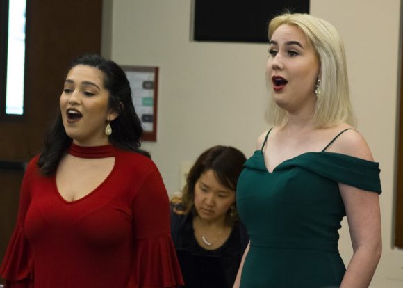 two young women singing