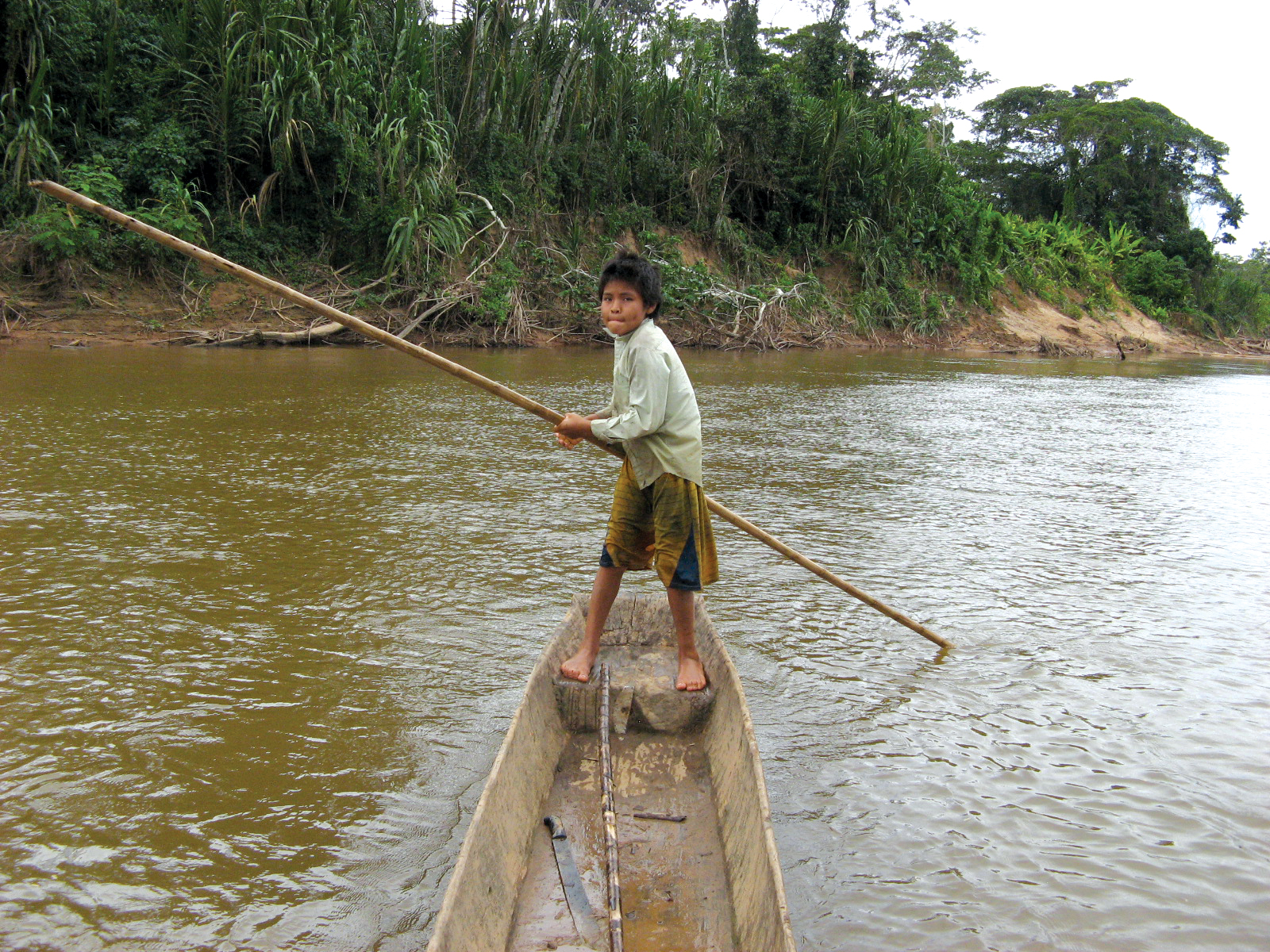 Boy on a canoe