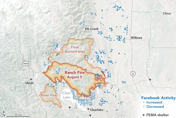 map of social media activity