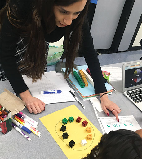 Graduate Student Maribel Barrios Demonstrating Math At Salk Elementary