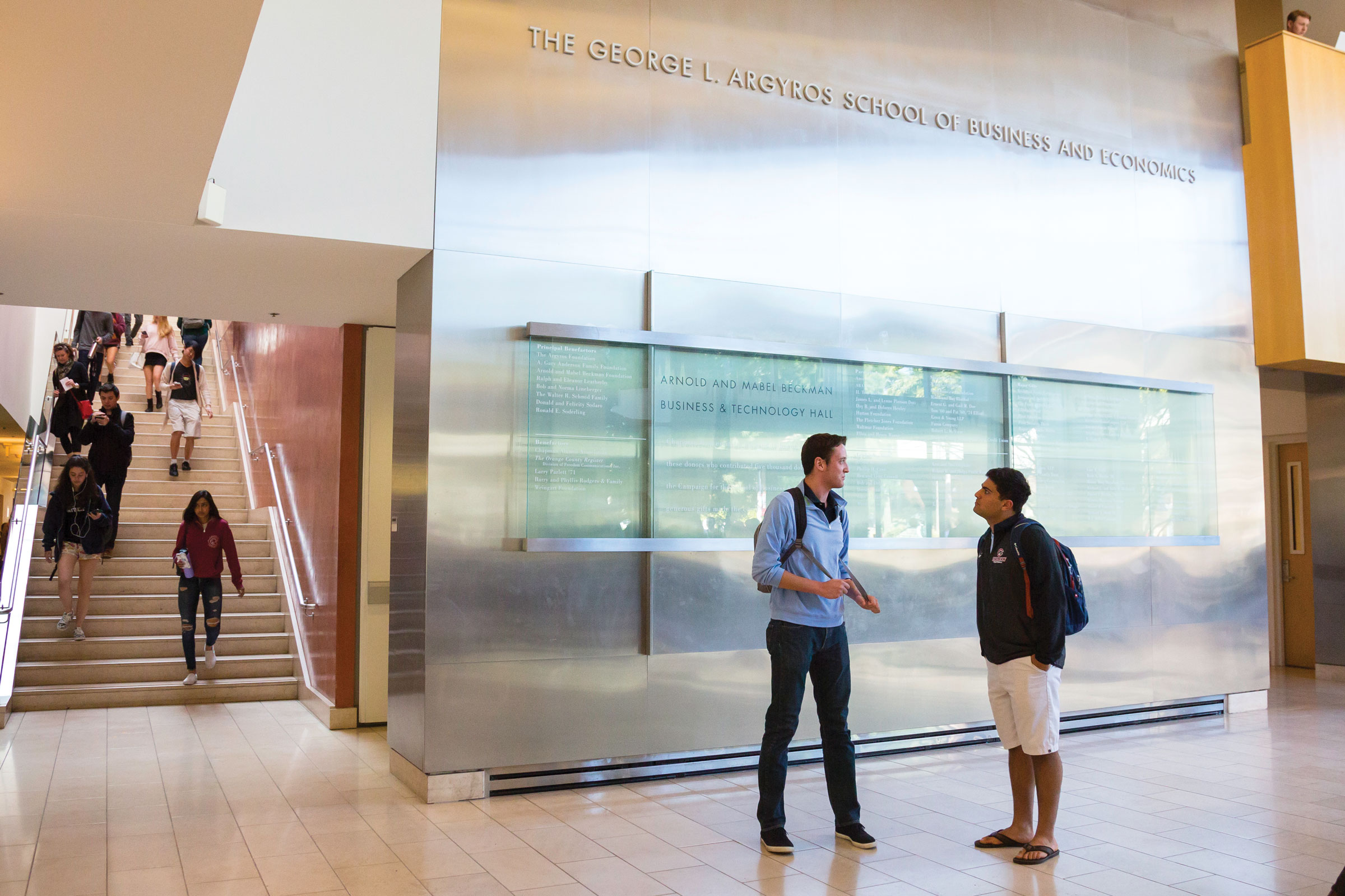 students in Argyros Forum