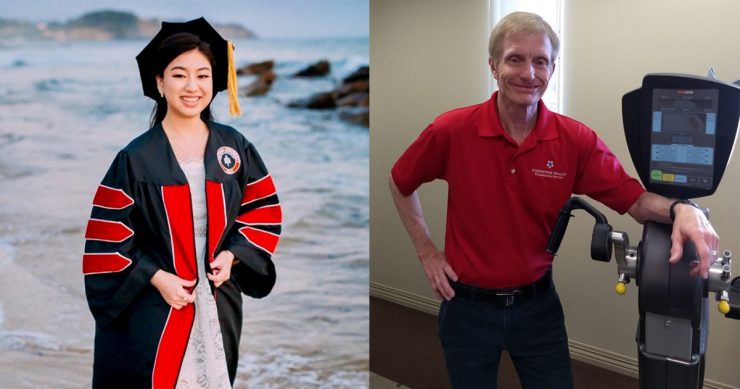 Two Chapman doctoral students, Kassidy Vo (Pharm.D. '19) and Kenneth Shok (MS ’89, DPT '19).