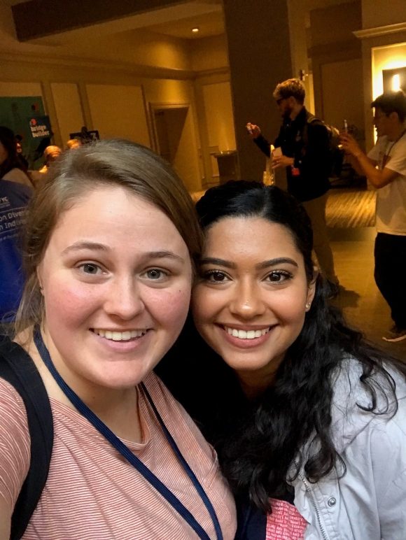 Bryleigh and Mona take a selfie.