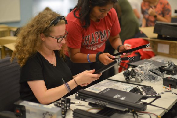 Chapman students building 3D printers.