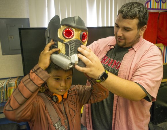 Chapman student with 3D printed costume.