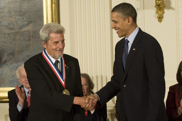 Yakir Aharonov with Barack Obama