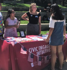 Chapman students in Piazza. A variety of student and campus activities helped boost campus voting rates.