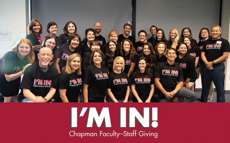 Photo of staff and faculty wearing I'm In shirts