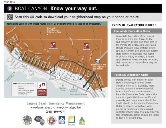 Lauguna Beach Evacuation Map (Boat Canyon)