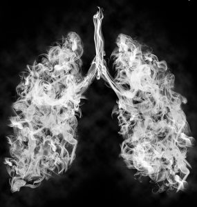 Illustration of a toxic smoke in Lung . cancer or illness concept