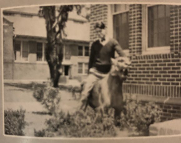 Man sitting on panther statue