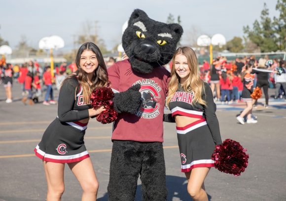 Cheerleaders with Pete the Panther