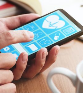 Online healthcare app on smartphone screen