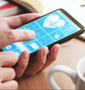 Online healthcare app on smartphone screen