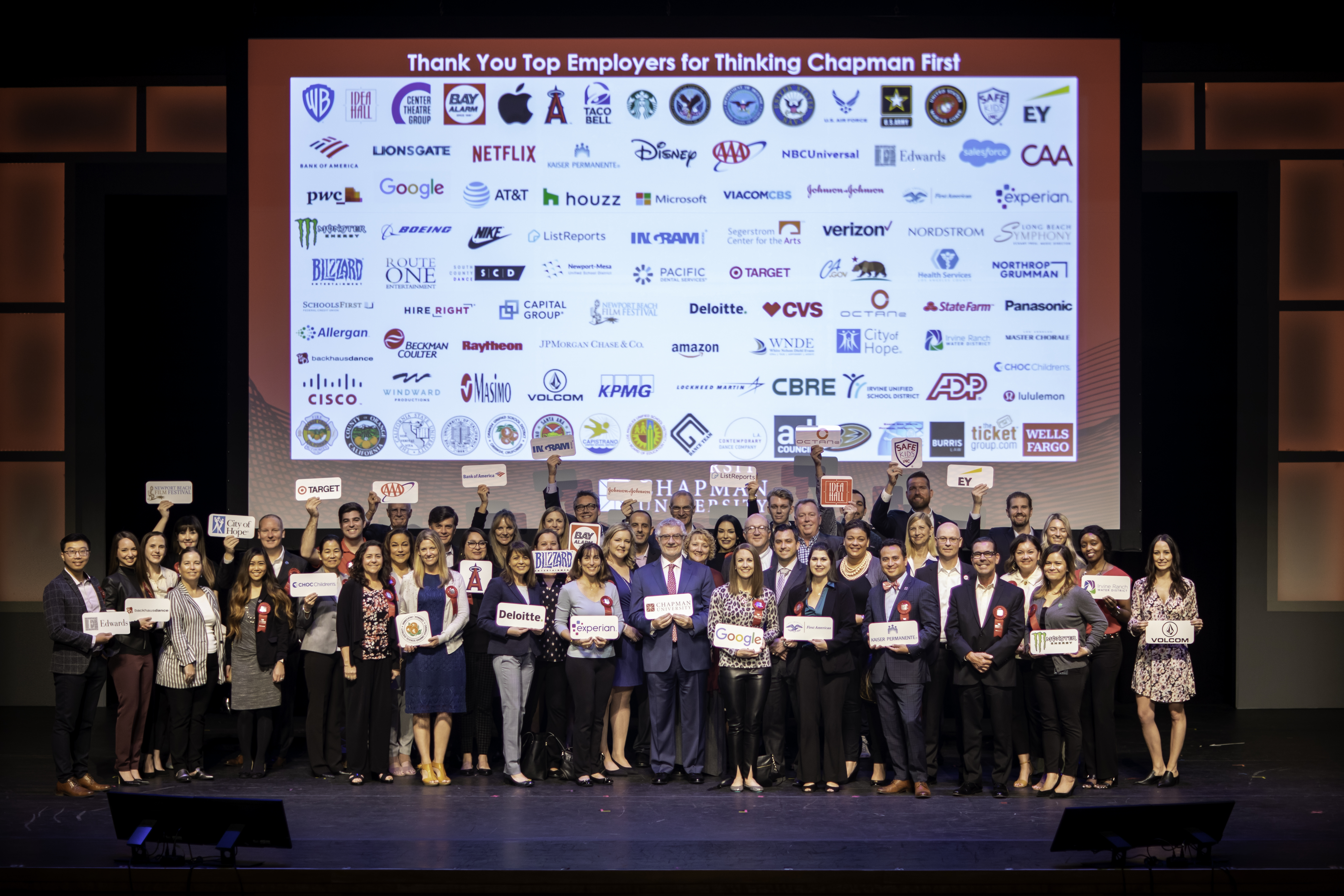 industry partners on stage with president struppa center