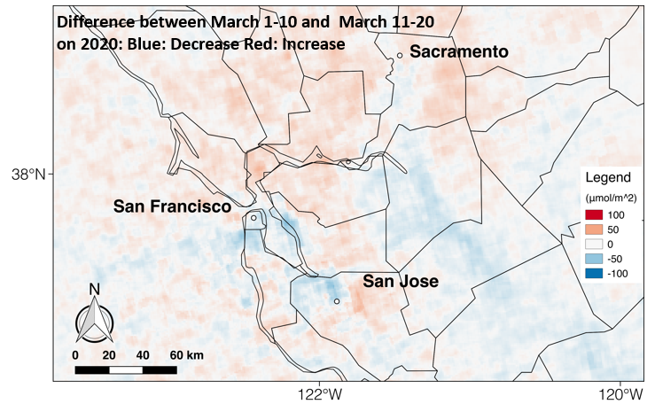 Satellite image tracks nitrogen oxide emissions over San Francisco