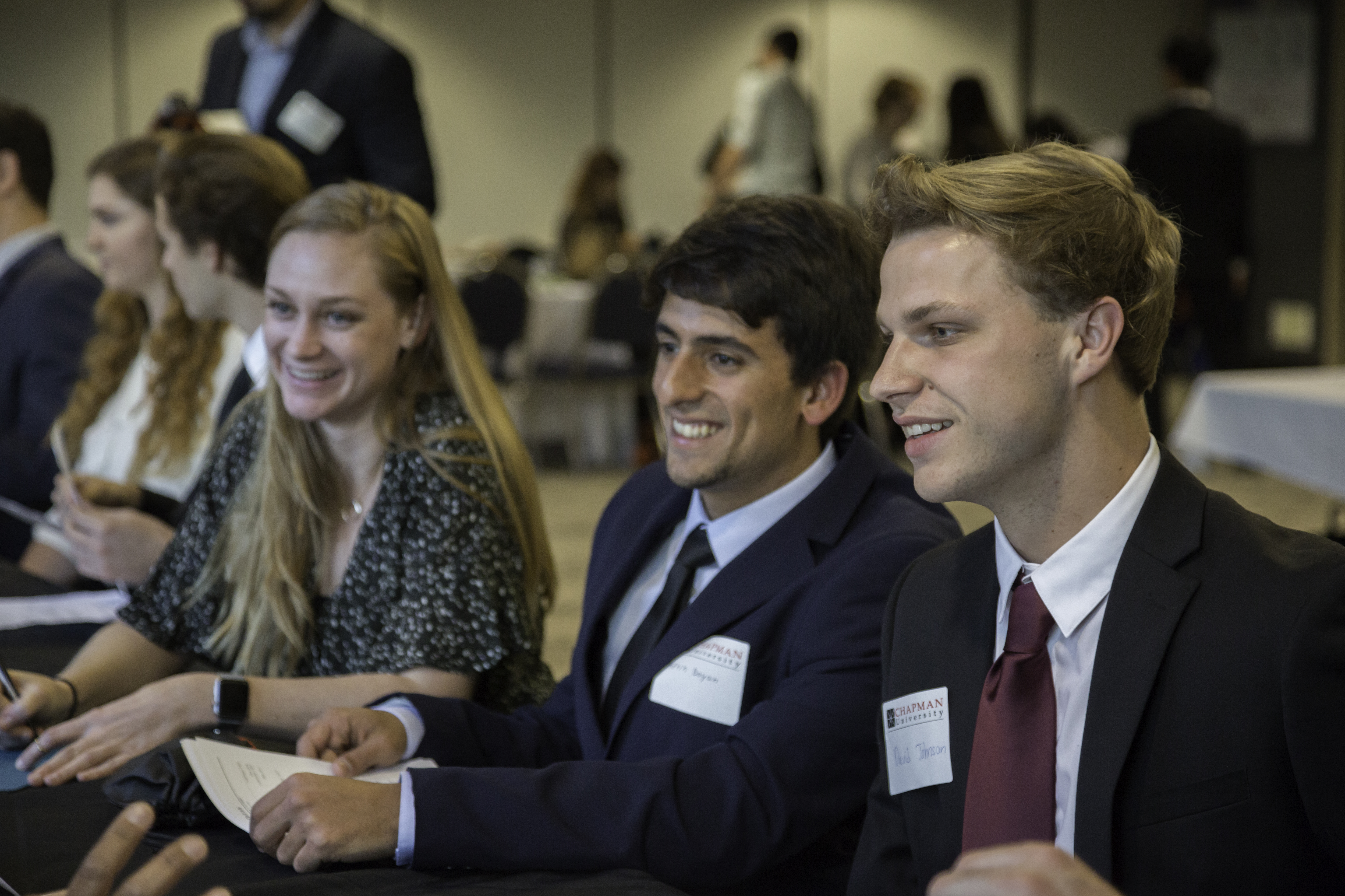 chapman students networking at career fair