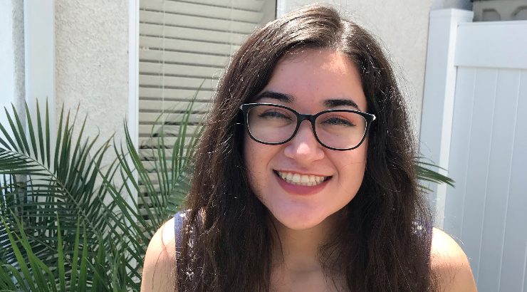 Head and shoulders photo of Chapman University sociology major Marisa Quezada ’22 a key a key member of an advocacy group fighting racism in neighborhood schools.