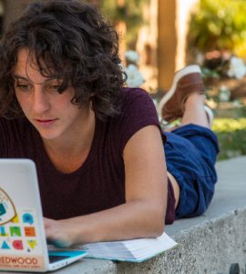 student working on laptop