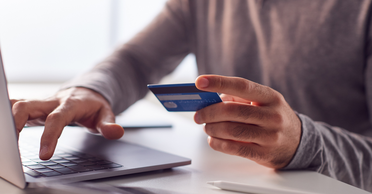 Person doing online shopping from laptop.