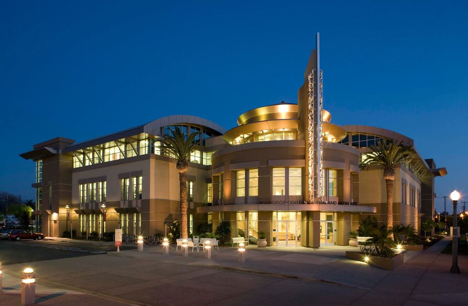 Dodge College at night.